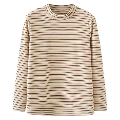 大码女装德绒条纹打底衫秋冬保暖