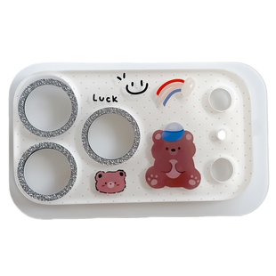 卡通可爱闪粉镜头膜适用iPhone17pro装饰图案苹果17promax镜头贴纸底座相机一体全包17pm手机摄像头保护贴膜