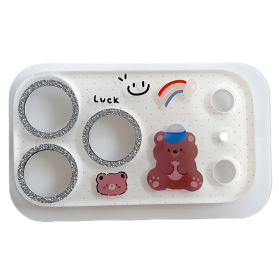 卡通可爱闪粉镜头膜适用iPhone17pro装饰图案苹果17promax镜头贴纸底座相机一体全包17pm手机摄像头保护贴膜