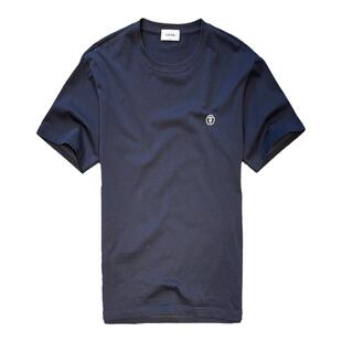 高克重复古刺绣休闲纯棉短袖T恤男潮流百搭基础款纯色圆领打底衫