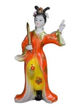剑女摆件陶瓷工艺品拿剑姑娘公主