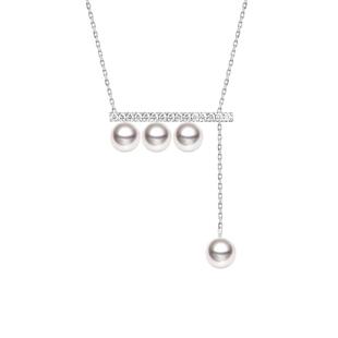 HELAS赫拉四分音符项链Akoya海水珍珠项链女18K金钻石颈链颈饰