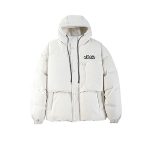 ER字母绣花颗粒纹羽绒服男2026冬季90白鸭绒保暖潮牌情侣连帽外套