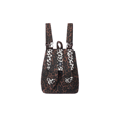 REBIRTH野生设定双肩豹纹兔子包辣妹撞色通勤牛仔实用大容量书包