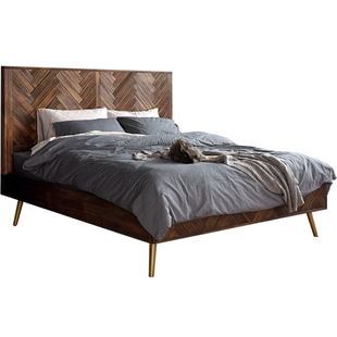 慕芮雅复古全实木床主卧大床北欧婚床中古家具轻奢高端法式双人床