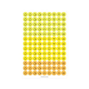 paperian韩国彩色笑脸表情标记贴纸小标示DIY手账素材装饰贴2张入