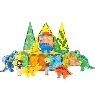 科博恐龙乐园磁力片积木套装儿童益智拼装玩具磁力玩具早教玩具