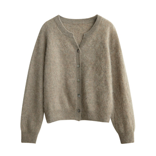 拉绒 无缝一体成型 26支双纱全羊绒 女士山羊绒开衫毛衣 冬款女装