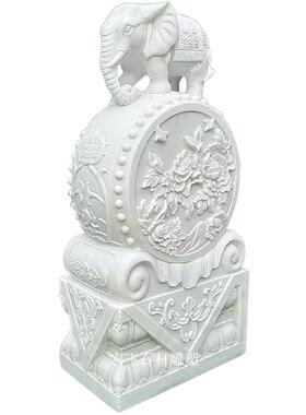 汉白玉仿古抱鼓石门墩一对