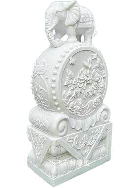 汉白玉仿古抱鼓石门墩一对