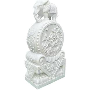精品石雕门墩汉白玉抱鼓石一对大象石鼓仿古貔貅麒麟门当庭院摆件