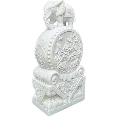 汉白玉仿古抱鼓石门墩一对