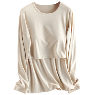 哺乳上衣秋衣纯棉睡衣秋冬打底衫孕妇秋衣秋裤套装保暖德绒喂奶衣