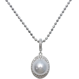 方糖家 满钻轻奢缎面澳白色珍珠满钻鸽子蛋项链2025新款毛衣链女