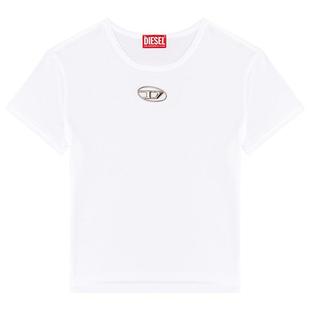 DIESEL女士OVAL D黑色白色修身圆领短袖T恤A168390CLBR
