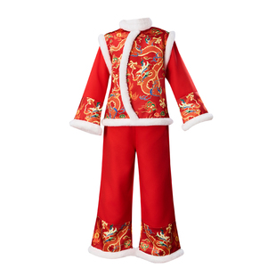 儿童元旦喜庆秧歌演出服开门红儿童拜年服民族幼儿表演打鼓舞蹈服