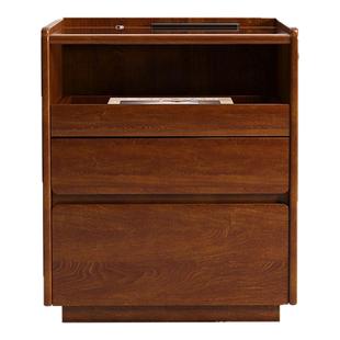 全实木智能床头柜子家用卧室置物架2025新款高级小型床边收纳柜