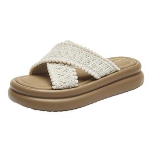 达芙妮厚底拖鞋女夏外穿2026新款绝美度假沙滩鞋法式配裙子凉拖鞋