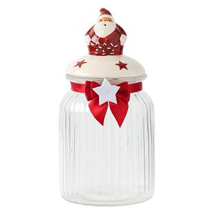 川岛屋圣诞节玻璃密封罐食品级可爱糖果罐饼干零食收纳储物小罐子