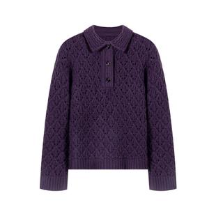 COLINWANG-泊岸逐光|澳洲进口羊毛老钱风粗棒镂空POLO领针织衫