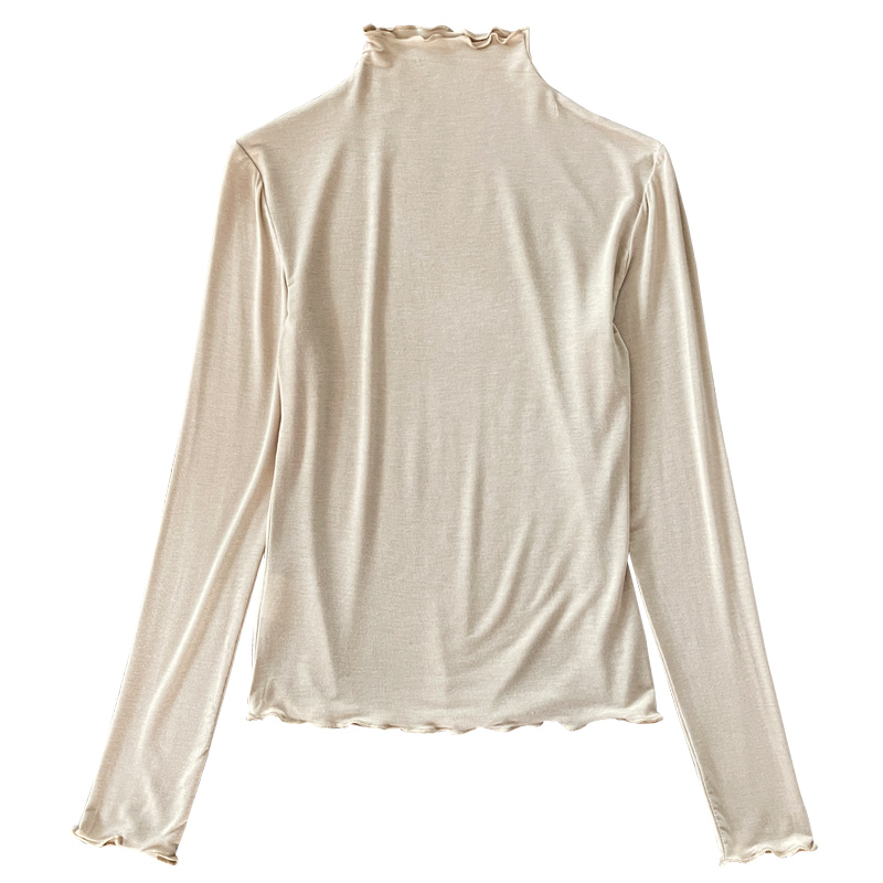 莫代尔木耳边打底衫女秋冬2025新款半高领超弹皮肤衣修身内搭小衫