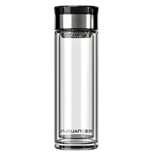 富光加厚双层玻璃杯男士便携水杯女隔热带盖大容量杯子家用泡茶杯