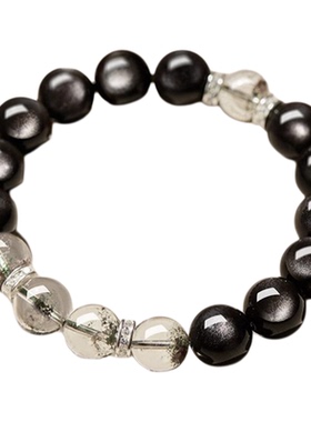 天然银耀石绿幽灵手串女水晶转运珠纯银隔珠手链饰品朋友闺蜜礼物