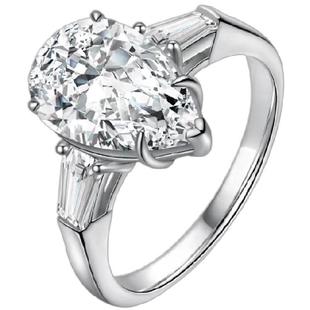 蒂芙星钻18K金铂金PT950培育钻石河南人工人造钻石三生石水滴钻戒