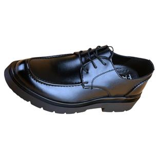 大头皮鞋男高级感正装商务黑色软底脚宽头厚底方头礼服结婚新郎鞋