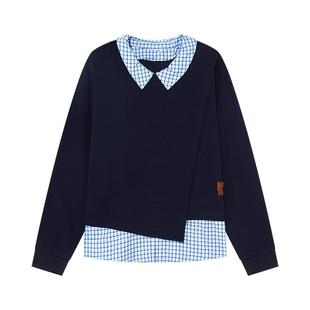 NOISY TEDDY25秋季新款时尚拼接女士圆领长袖卫衣假两件宽松百搭