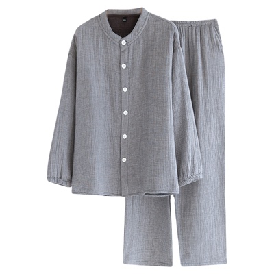 睡衣男春秋2024新款纯棉四层纱布