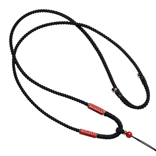 【福利】马年朱砂六字箴言玉石吊坠挂绳子半成品配饰黄金项链绳子