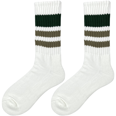 条纹堆叠复古街头宽松罗口中筒袜