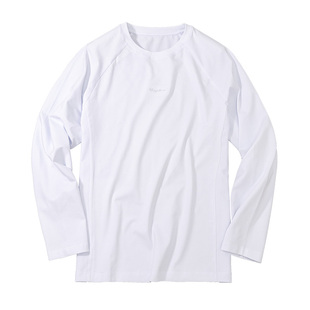 MrBu布先生纯色圆领长袖打底T男字母绣花设计亲肤内搭T恤BT16093