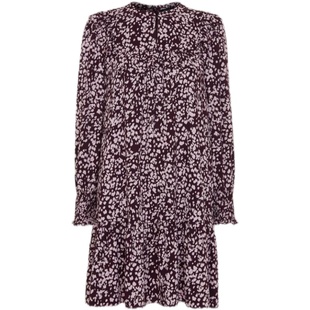 WHISTLES长袖连衣裙一步裙酒红波点碎花优雅英伦风飘逸气质显瘦