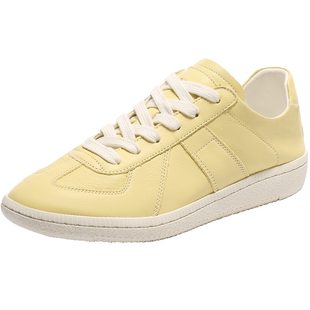 百丽女鞋子复古德训鞋秋季新款真皮柔软运动风休闲板鞋B2634CQ5