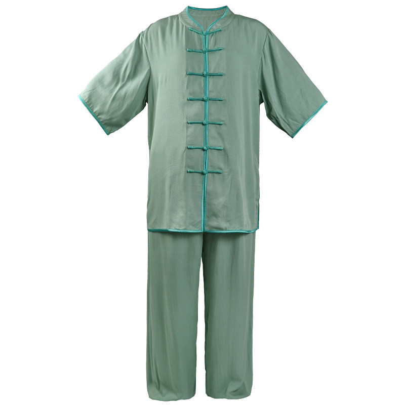 新款夏季中袖纯棉太极服女款太极拳练功服装男短袖透气全棉武术服
