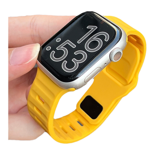夏季s11新款黄色11运动硅胶适用applewatch9表带iwatch10苹果S9手表S8高级S10男8女7腕带SE3智能ultra透气10