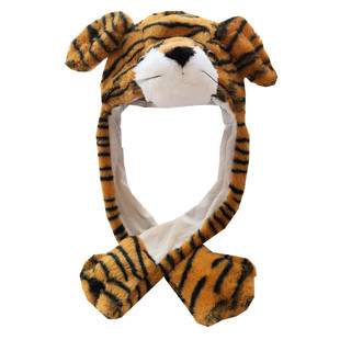 【跨境】老虎帽子耳朵会动发光动物头套活动表演道具搞怪网红兔帽