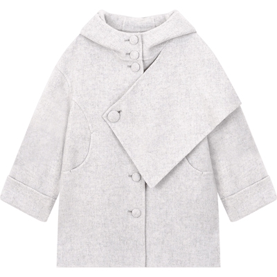 erdosKIDS 儿童连帽羊毛长款呢子大衣外套鄂尔多斯童装