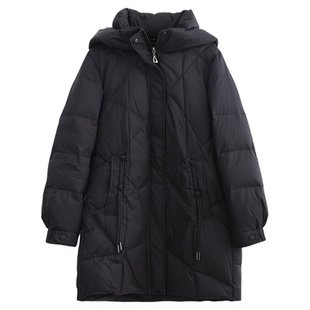 科尚连帽羽绒服女中长款2025冬新款宽松妈妈装时尚洋气90鸭绒外套