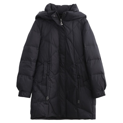 科尚连帽中长款90鸭绒羽绒服