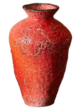 手工高级感小花瓶摆件红色装饰