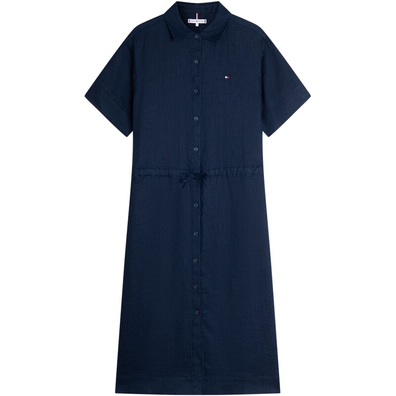 Tommy女装亚麻收腰宽松衬衫裙