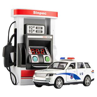 加油站玩具仿真惯性汽车模型男孩益智过家家警车摩托消防油机儿童