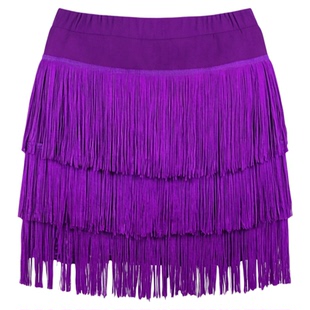 Solid irregular fringed short skirt 纯色不规则流苏短款半身裙