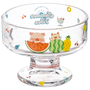 川岛屋&lulu猪联名 可爱冰淇淋杯玻璃杯酸奶刨冰碗冰激凌甜品杯子