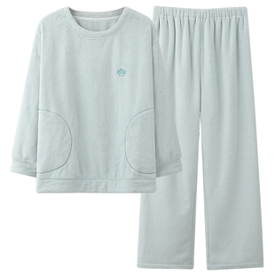 都市丽人珊瑚绒睡衣女款冬季加绒加厚保暖休闲法兰绒秋冬款家居服