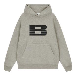 于适同款BONELESS美式高街复古连帽卫衣基础B字印花重磅加绒帽衫