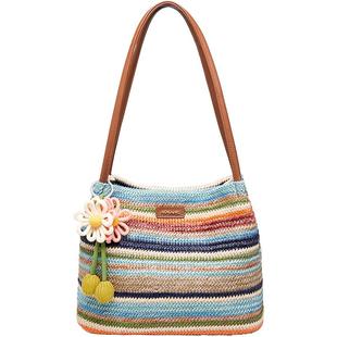 奥康托特包2026新款包包大容量单肩包高级通勤女包编织包手提大包